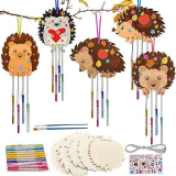 Set di 5 scacciapensieri per bambini, giochi a forma di riccio, ciondolo in legno, per bambini, fai da te, set creativo, dischi di legno da dipingere, set per bricolage, decorazione riccio
