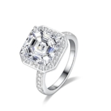 Skcess Anelli dell’amicizia da donna in oro bianco 9 K/14 K/18 K, quadrati bianchi con moissanite da 5 ct, 5, Moissanite Oro Bianco, Zirconia cubica