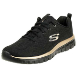 Skechers Graceful Get Connected, Sneaker Donna, Nero Black Mesh Rose Gold Trim, 39 EU
