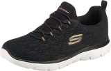 Skechers Summits Leopard Spot, Scarpe da Ginnastica Donna, Black Mesh Rose Gold Trim, 38.5 EU