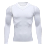 Smatstyle Maglietta Compressione Uomo Traspirante da Asciugatura Rapida Maglia Termica Manica Lunga per Allenamento Palestra Corsa (IT, Testo, M, Regular, Regular, Bianco)