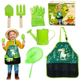 Stanew – Set di attrezzi da giardino per bambini, set di attrezzi da giardinaggio per bambini, set da giardinaggio per bambini, rete da pesca, grembiule, bollitore per bambini
