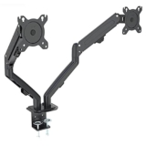 Supporto per Monitor Supporto for monitor doppio – Supporto da scrivania for monitor con braccio doppio con molla a gas regolabile in altezza, adatto a due schermi da 13~27″, ciascun braccio può soste