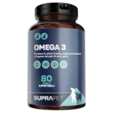 Suprapet Omega 3 per Cani e Gatti Olio di Pesce, EPA, DHA e Vitamina E 80 Perle. Mangime Complementare Naturale per Pelo e Articolazioni (80 unità (Confezione da 1))