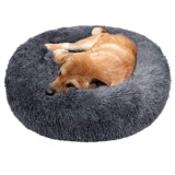 TAMOWA Cuccia per Gatti Letto per Cani Rotondo, Ciambella per Animali Domestici, Cuscino in Morbido Peluche, Piccolo Media Taglia, 50CM, Grigio Scuro