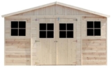 TIMBELA Casa da Giardino in Legno Naturale A246x418x220 cm/8 m²- Magazzino Esterno con finestre – Capanno da Giardino – Bici, Deposito Attrezzi e rimessa M332