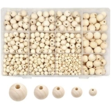 TOAOB 1050 Pezzi Perline Legno Naturale Kit 6mm a14 mm Rotonde Perle Legna per Fai da Te Decorazioni Artigianali