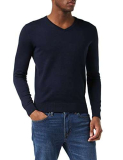 TOM TAILOR 202212 Strickpullover V-ausschnitt, Maglione Basic Uomo, Blu (Knitted Navy Melange 13160), L