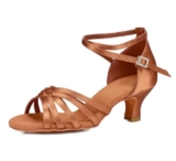 TRIWORIAE-Scarpe da Ballo Latino Americano Donna Scarpe Ballo da Sala Salsa 5cm/7cm Marrone 38