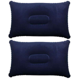 TRIXES 2X Cuscini Gonfiabili Morbidi, Cuscini da Viaggio, Cuscino per Il Collo, Accessori da Campeggio, Cuscini Gonfiabili per Dormire, Cuscino Cuscino, Blu Scuro – 35,5 cm x 22 cm x 10 cm