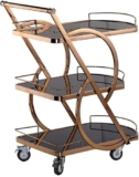 TVSKWMRQ Carrello di Servizio Bar, Carrello del Vino per la Cucina Domestica Carrelli per Catering a 3 Livelli dal Design Moderno dell’hotel con Ruote Carrelli per tè da Cucina Medica a