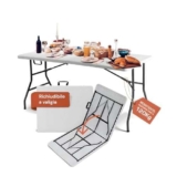 Tavolo Pieghevole Portatile | Tavolo richiudibile in Alluminio | Tavolo da campeggio Pieghevole con Sistema di Blocco di Sicurezza, Fino a 6 Persone – 180x75x74 cm (Bianco)