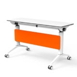 Tavolo da conferenza mobile moderno con ruote girevoli, pieghevole, per ufficio, sala riunioni, 139,7 x 61 x 76,2 cm, elegante design arancione
