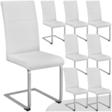 TecTake® Set di 8 Sedie Sala da Pranzo, Schienale Ergonomico, Poltroncine in Similpelle Resistente, Sedie Sala da Pranzo Moderne Ideali per Cucina, Soggiorno e Camera da Letto – Bianco
