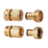 Tech Traders – 4 adattatori per tubi da giardino espandibili maschio e femmina, in ottone, raccordi rapidi per pistole a spruzzo, kit di attrezzi da giardinaggio