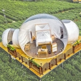 Tenda Gonfiabile Trasparente Esterna Bubble Room Trasparente con Bagno, Tenda a Bolle Gonfiabile con Vista Panoramica a 360 ° Diametro per Feste in Cortile Interno/Esterno Osservazione,6M