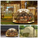 Tenda a cupola in PVC per esterni, serra, giardino, igloo, trasparente, design a bolle, resistente alle intemperie, con corde luminose incluse, perfetta per feste all’aperto