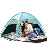 Tenda da Spiaggia, Tilenvi Parasole Spiaggia per 3-4 Persone, Protezione UV 80+ Tenda Mare Portatile, Istantanee Tende Familiari per Vacanza in Spiaggia Campeggio Pesca Picnic