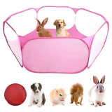Tenda per Gabbia di Animali Piccola, Portatile Recinto Criceti, Gabbie Conigli, Recinzione per Esercizi di Animali Domestici Esterni e Interni, Cuccioli, Gatti, Cincillà e Ricci (Rosa)
