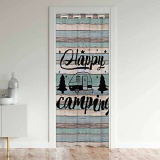 Tenda per porta da campeggio, tenda per la privacy della porta del camper, rustica, in legno, blocco del calore, oscurante, isolamento termico, tende oscuranti per camera da letto, 86 x 203 cm, 1