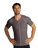 Tommie Copper Camicia a compressione da uomo a maniche corte con cerniera frontale, supporto posteriore e spalle, correttore posturale, Grigio ardesia., M