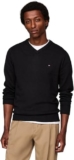 Tommy Hilfiger Pullover Uomo Cashmere V Neck Pullover in Maglia, Nero (Black), L