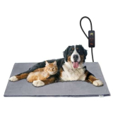 Toozey Tappetino Riscaldante per Cani e Gatti Tappeto Riscaldante per Animali Domestici Elettrico Regolabile Timer e per Temperatura per Cani e Gatti Neonati/Piccoli/Anziani, Grigio – XL (90 * 60cm)