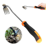 Topbashgo – Dispositivo di rimozione delle erbacce, strumento da giardinaggio, raschia fughe con manico (impugnatura in gomma, 4 denti)