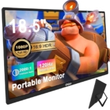 Tpsmtdis Monitor portatile da 18,5 pollici, monitor portatile da 120 Hz, monitor da gioco da viaggio, 400 nits, HDR FHD Plug&Play, doppi altoparlanti, schermo esterno per PC, tablet, Mac,