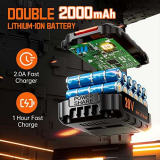 Trapano Avvitatore a Batteria 20V, 2 Batterie 2.0Ah, Max 42Nm, 25+1 Impostazione Coppia, LED Luce, 2 Velocità, 24 Accessori, 10mm Mandrino Autoserrante, per Riparazione, Fai da te