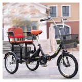 Triciclo Adulti Triciclo Pieghevole Grande Cesto Sedile Posteriore 16 Pollici 3 Ruote Biciclette Anziani Donna Uomo Tempo Libero Picnic Shopping, Triciclo