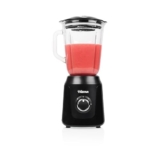 Tristar Frullatore, jarra batidora de cristal de 1 litro, 2 velocidades, función pulso para picar hielo, piezas aptas para lavavajillas, negra, 350 W, Smoothie Maker BL-4482
