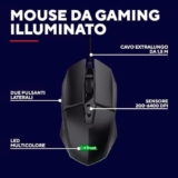 Trust Gaming GXT 109 Felox Mouse Gaming con 6 Pulsanti Programmabili, Illuminazione LED Multicolore, Software Incluso, 200-6400 DPI, Mouse con Filo USB 150 cm per PC, Portatile, Computer – Nero