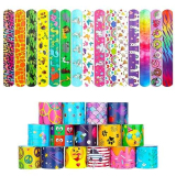 UKOFEW Bracciali Bambini, 30 Pezzi Braccialetti Slap Gadget Compleanno, a Scatto Regalini Fine Festa