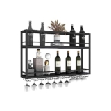 UQACHG Porta Bicchieri da Vino A Parete, Portabottiglie in Metallo A 2 Livelli con Corrimano, Cornice Decorativa in Ferro Battuto Europeo