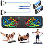 Unipampa Push up Board pieghevole 23 in 1, tavola a pompa per sollevamento pesi, multifunzione, con maniglie, con 2 corde di trazione, fitness