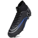 Unitysow Scarpe da Calcio Uomo all’aperto High Top Spikes Tacchetti Professionale Scarpe da Allenamento Leggero Antiscivolo Scarpe da Calcetto,T23156 Nero,42 EU