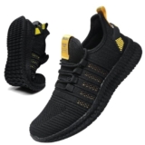 Uomo Corsa Camminare Tennis Trainers Casual Gym Scarpe Sportive per Il Fitness – Moda Scarpe da Ginnastica – Leggerezza-comodità （Nero Giallo 41）