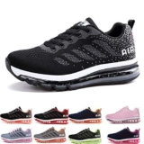 Uomo Donna Air Scarpe da Ginnastica Corsa Sportive Fitness Running Sneakers Basse Interior Casual all’Aperto Black White 40