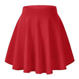 Urban GoCo Donna Moda Svasata Mini Gonna da Pattinatrice Versatile Elastica Solida Colore Gonna Rosso S