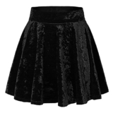 Urban GoCo Donna Vintage Svasata Mini Gonna da Pattinatrice Versatile Elastica di Velluto Gonna #2 Nero M