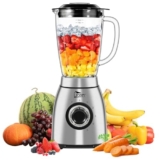 Uten Frullatori da Tavolo 2L, Frullatore Elettrico da 1800 W, Impulso e 5 Velocità, Frullatore Smoothie di Vetro, Alloggiamento In acciaio Inox, usato per Frappè, Macina i Chicchi di Caffè