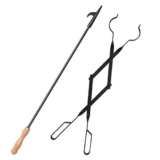 Uten Kit Camino Attrezzi 2 Pezzi, Pinze per Caminetti e Fire Poker per Camino, Set Utensili Camino in Ferro Battuto, Accessori Caminetto per Bruciatori a Legna Falò e Campeggio