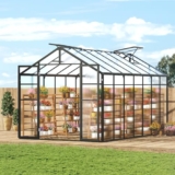 VEVOR Serra in Policarbonato 236 x 402,5 x 207 cm, Serra per Esterni con 2 Finestre di Ventilazione, Serra in Stile Padiglione con Porta a Battente, Kit Serra in Alluminio per Esterni, Giardino