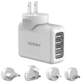 VOOMY Adattatore Universale da Viaggio, Presa Universale da Viaggio con 4 USB, Adattatore da Viaggio Intercambiabile per 170+ Paesi, Spina Adattatore Americana Inglese Australiana Europa
