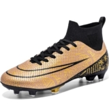 VTASQ Scarpe da Calcio Uomo Professionale Scarpe da Allenamento Teenager Spike attività all’aperto Training Sportivo Alte Scarpe da Calcetto Prato Artificiale Oro 40 EU