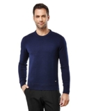 Vincenzo Boretti Maglione-Pullover Elegante da Uomo, Disegno Classico con Scollo-Rotondo, Manica-Lunga, Aderente/Slim, Caldo – Ideal per Inverno, Autunno, Mezza Stagione Blu Scuro M