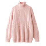 Vogrtcc Maglione in Cashmere da Donna Autunno Inverno Collo Alto in Maglia Intrecciata Tinta Unita Top A Maniche Lunghe Ispessito