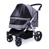 WOTZOV Passeggino Pieghevole per Animali Domestici, per Cani e Gatti, di Piccola Taglia, con 4 Ruote, Pieghevole, Flessibile, per Viaggi Fino a 80 libbre, per Esterni，Grigio