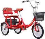 WRHOPR Triciclo per Adulti, Triciclo per Bici a 3 Ruote per Adulti, Triciclo Pieghevole per Adulti con Sedile Posteriore, Pedale Di Manodopera Regolabile da 16 Pollici Trike Cargo a 3 Ruote 1 Velocità